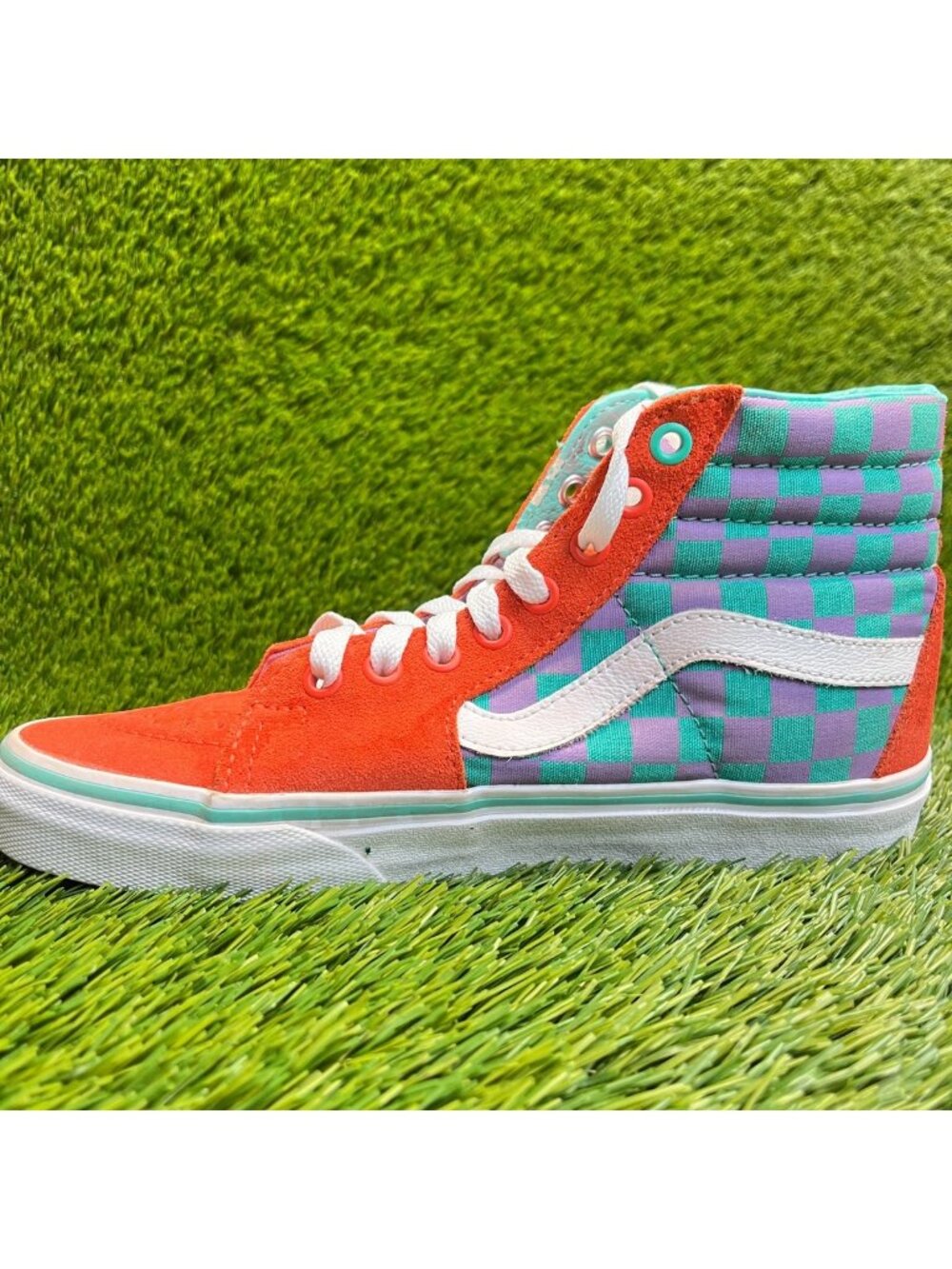 Vans Sk8-Hi Womens Size 7 Orange Blue Athletic Walking Skateboard Shoes Sneakers - Picture 2 of 11